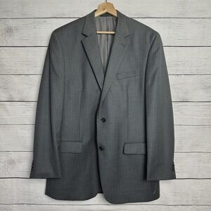 MICHAEL KORS Mens Wool Suit Jacket Blazer Size 42 L Grey & Blue Pinstripe Formal